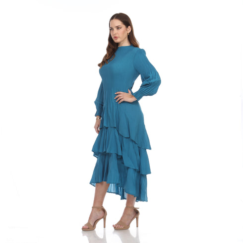 Long Sleeve Multi Layer Dress - DR1098 Teal